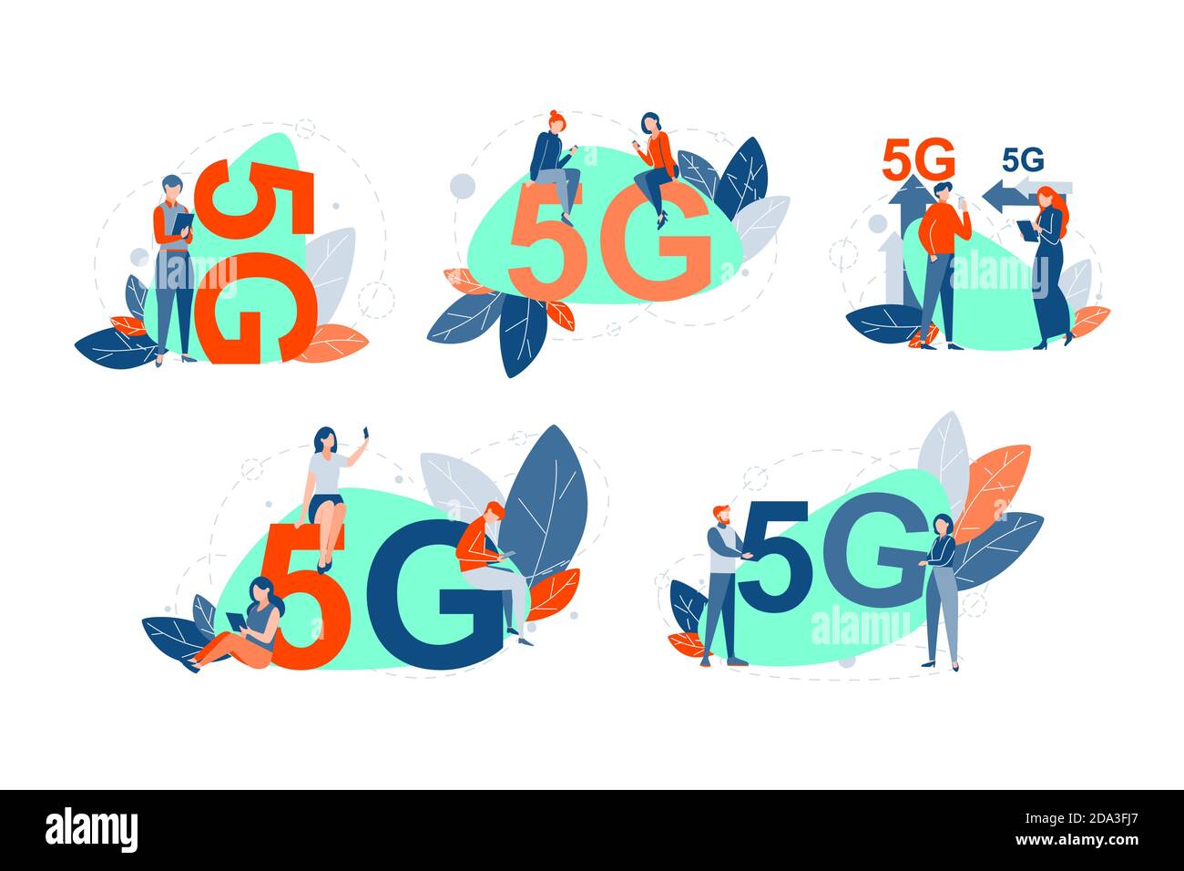 concetto di set di rete 5g Illustrazione Vettoriale