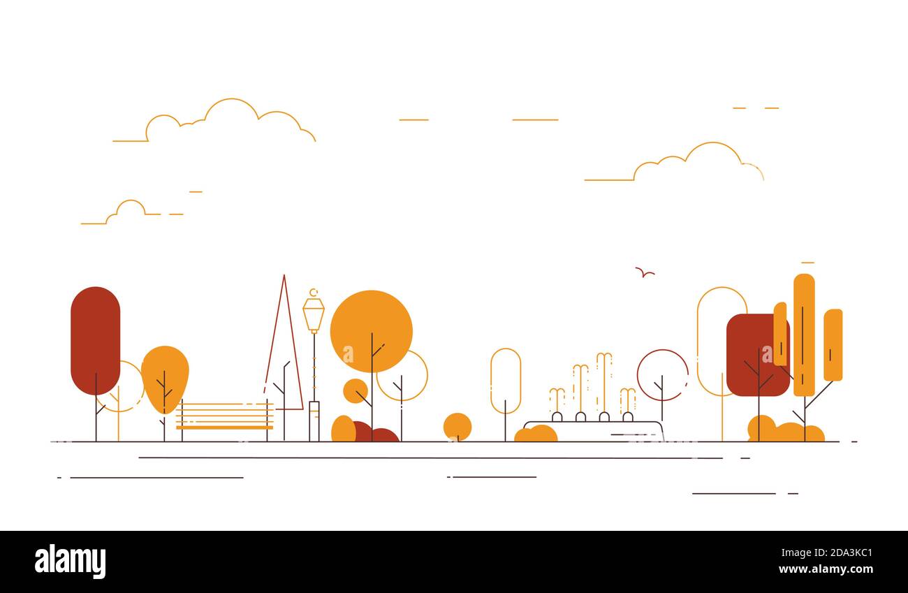 Stile autunnale della linea del parco cittadino Illustrazione Vettoriale