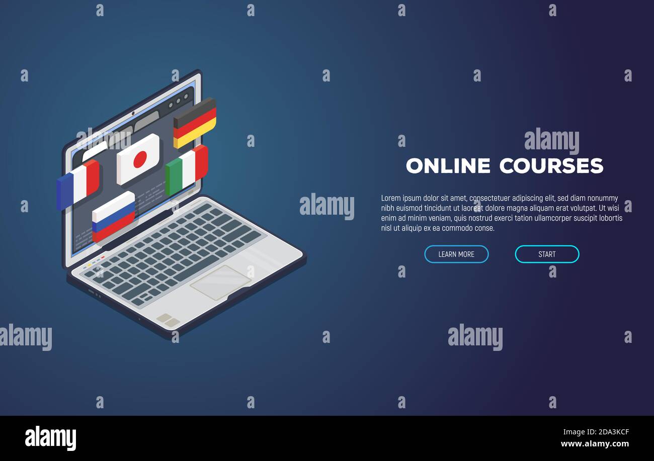 Corsi di lingua online Illustrazione Vettoriale