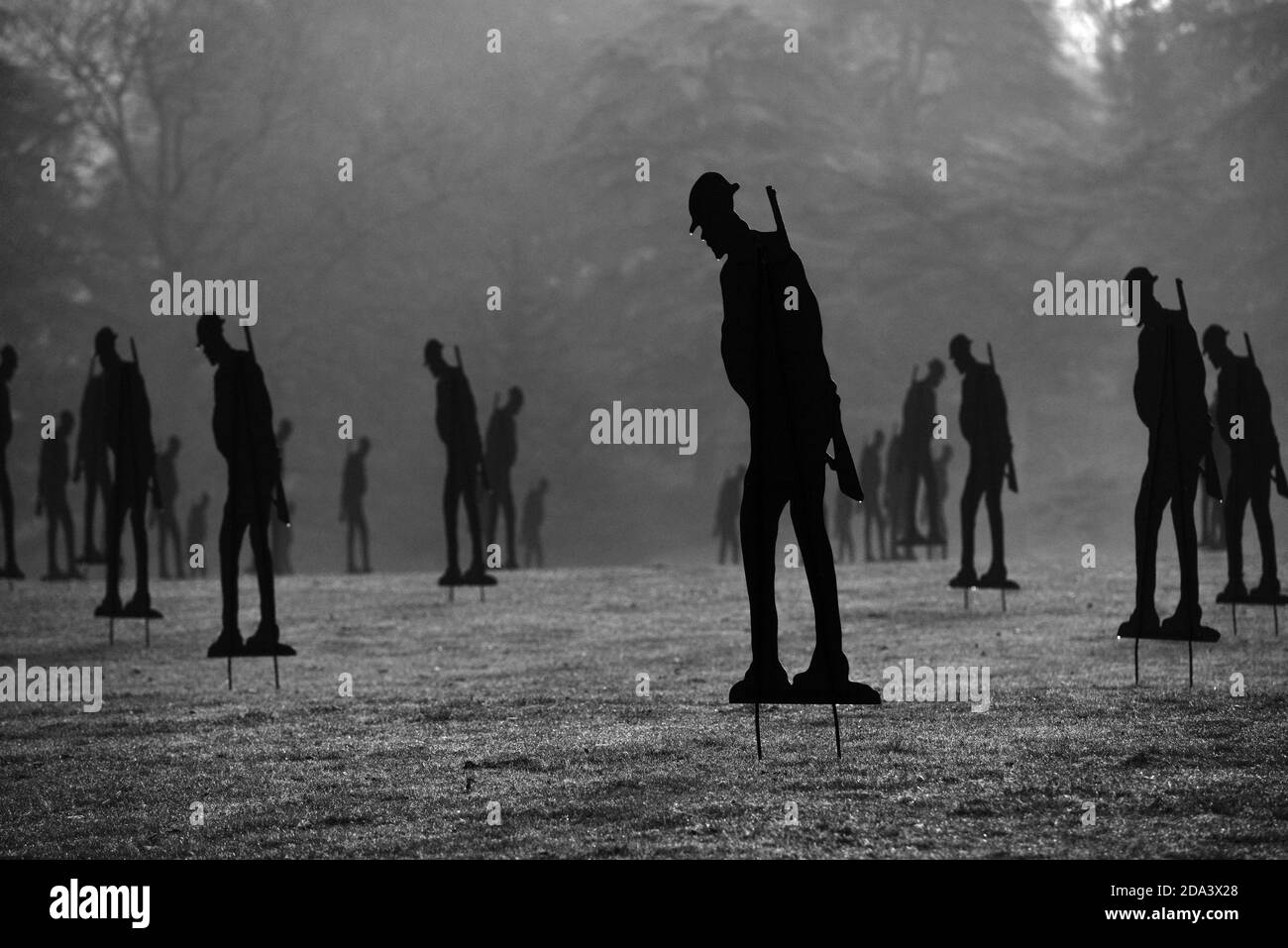 In piedi con l'installazione di Giants Art al Blenheim Palace Foto Stock