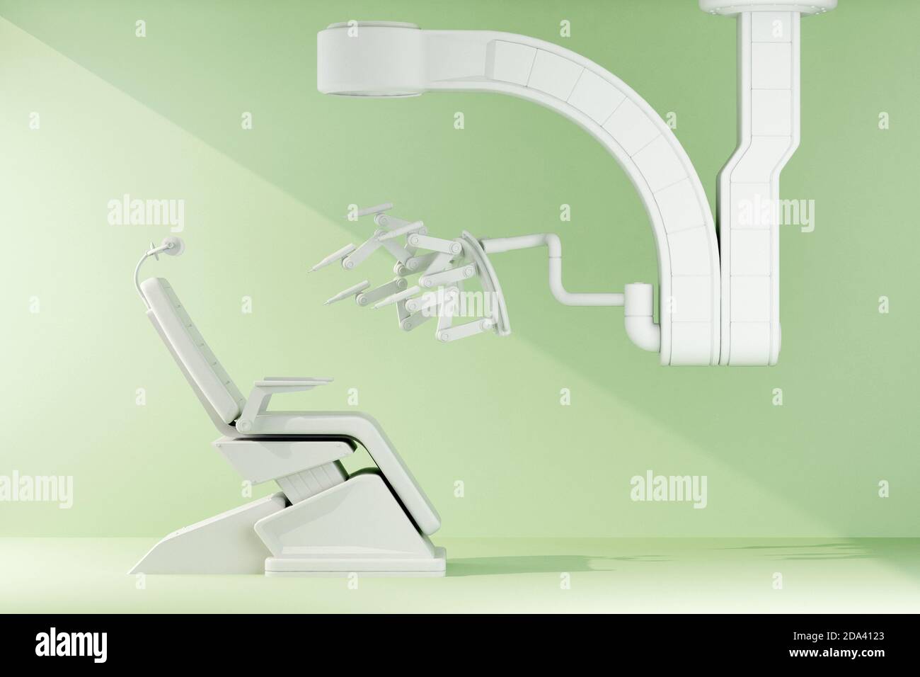 robot medico con sedia nessuno. rendering 3d Foto Stock