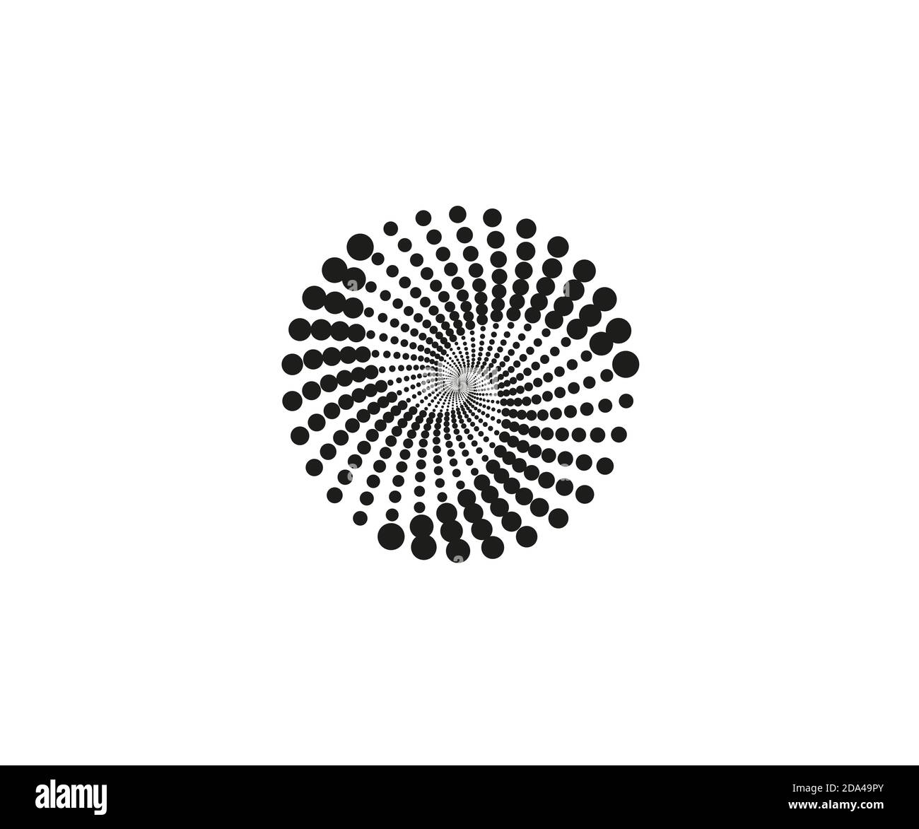Simbolo a spirale punteggiata, un cerchio. Illustrazione vettoriale. Illustrazione Vettoriale