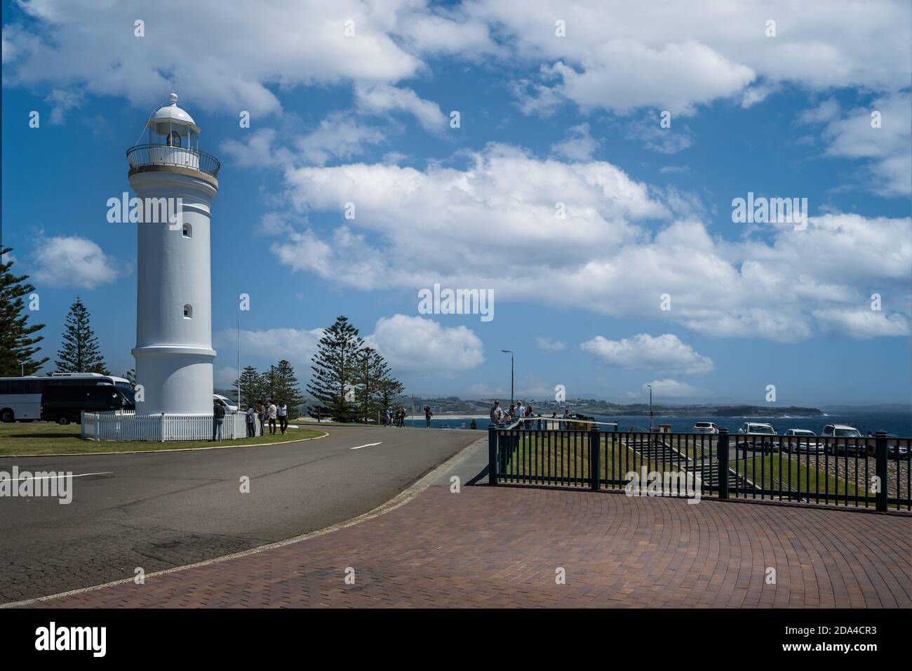 Faro di Kiama su Blowhole Point a Kaima, nuovo Galles del Sud, Australia, il 14 dicembre 2017 Foto Stock