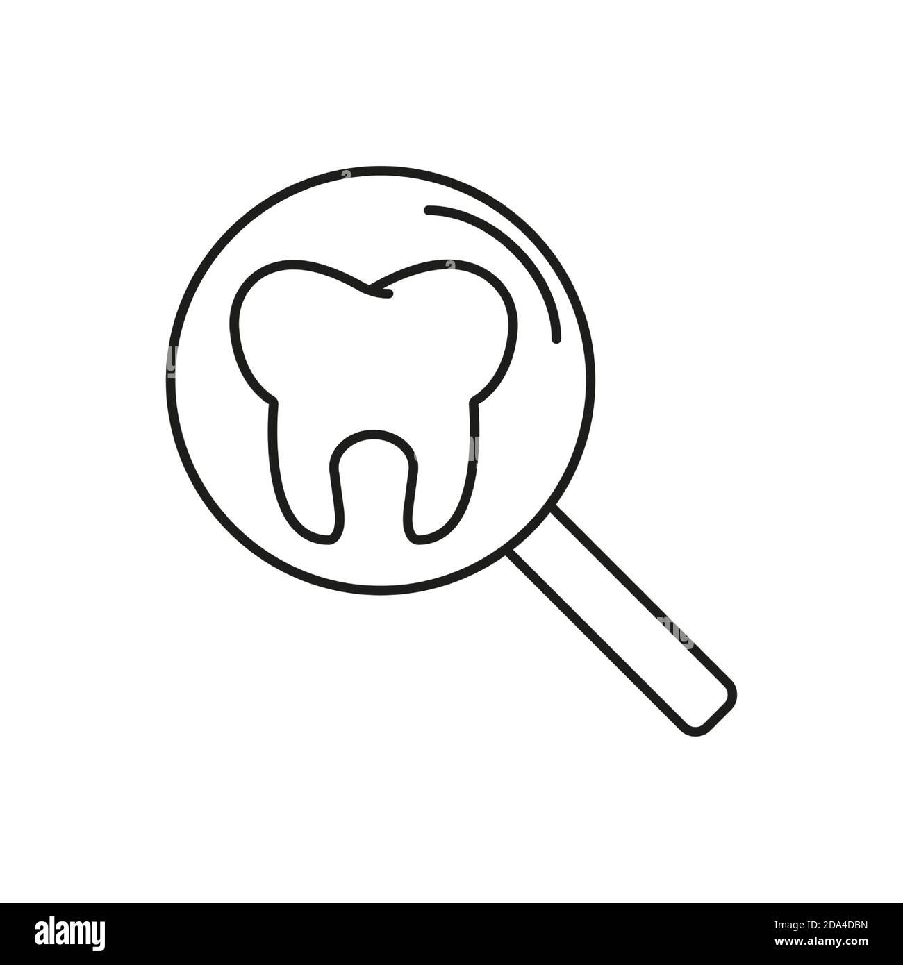 icona ispezione denti elemento dell'icona odontoiatria per il concetto mobile e le applicazioni web. L'icona di ispezione dei denti a linea sottile può essere utilizzata per il nastro e i dispositivi mobili. Premium Illustrazione Vettoriale