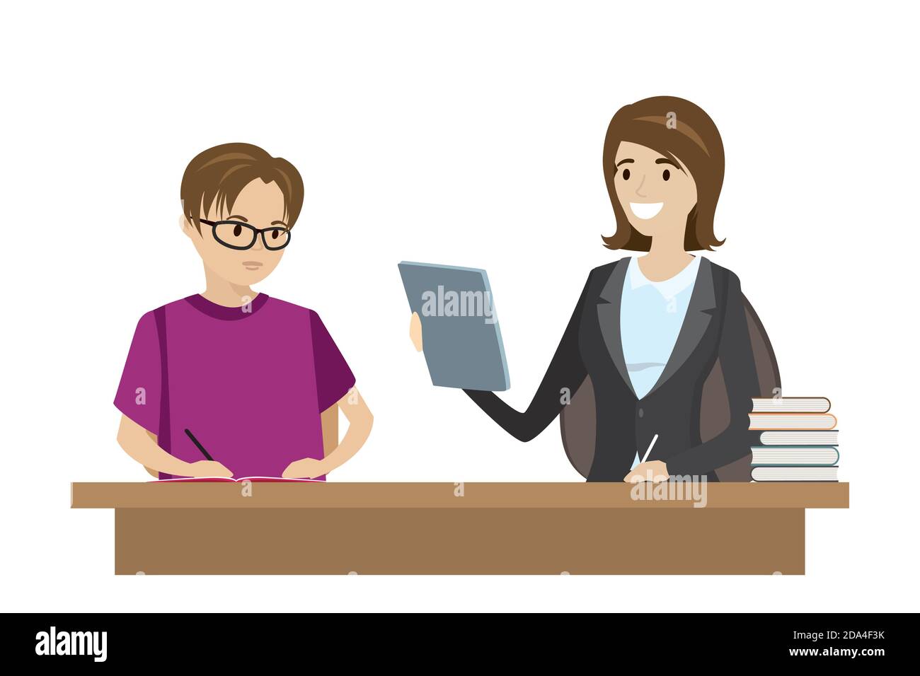 Insegnante caucasica di donna Illustrazione Vettoriale