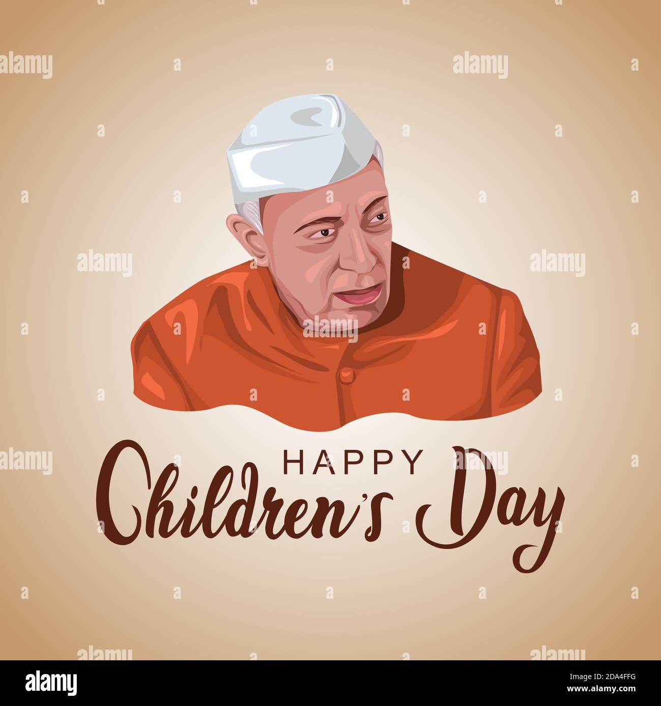 La Giornata dei Bambini felici è celebrata in India il 14 novembre il compleanno di Jawaharlal Nehru. Primo primo primo Ministro dell'India. Illustrazione vettoriale Illustrazione Vettoriale