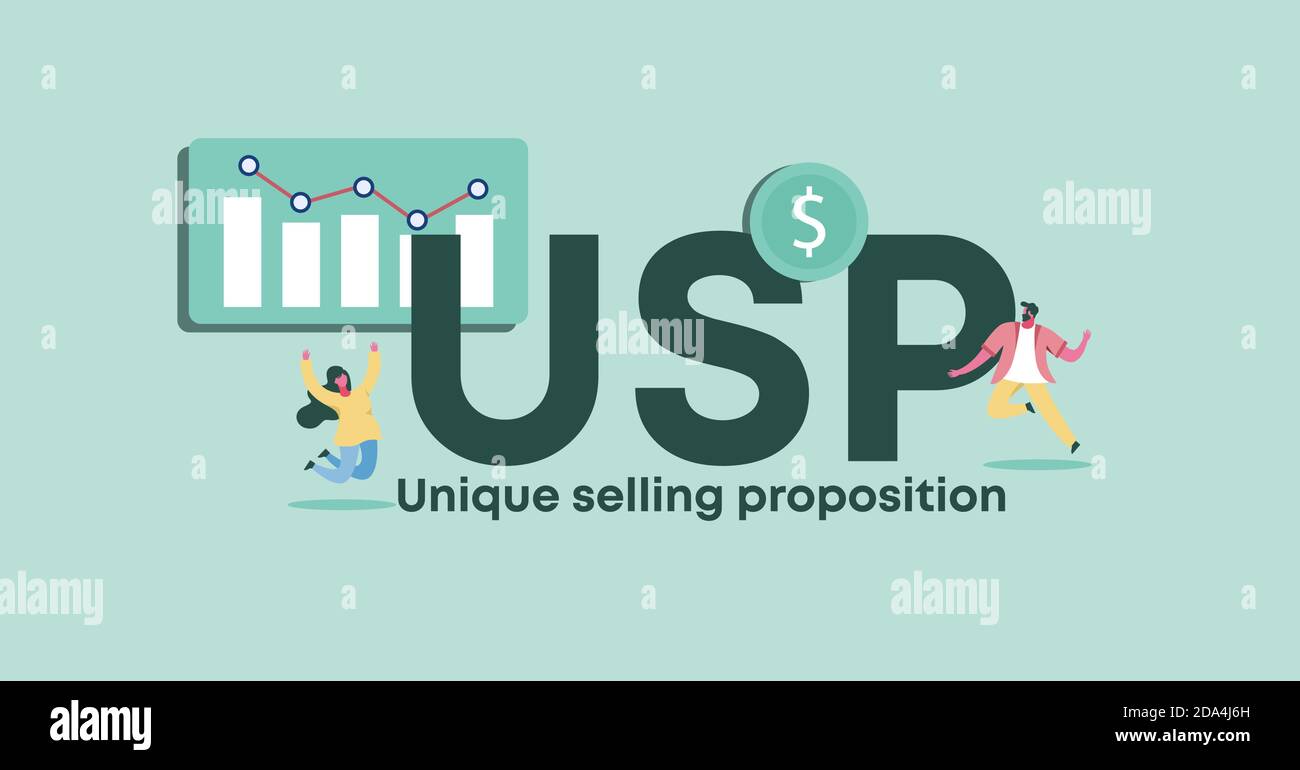 Proposta di vendita esclusiva USP. Organizzazione pubblicitaria di gestione delle applicazioni web del sito. Illustrazione Vettoriale