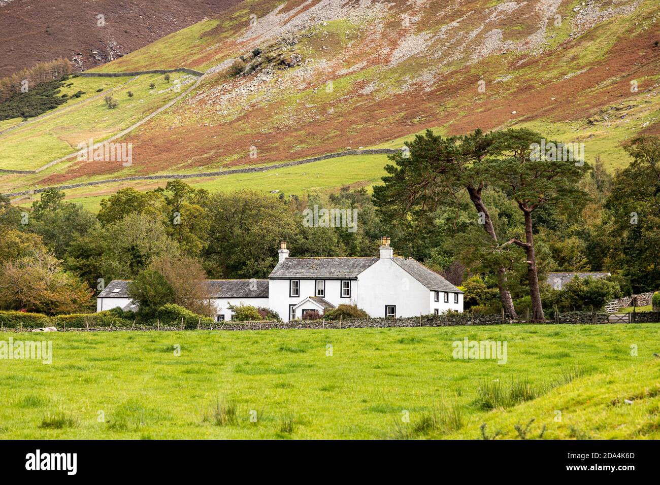 Low House sotto Grisedale Pike nel distretto dei laghi inglesi vicino a Brackenthwaite, Cumbria UK Foto Stock