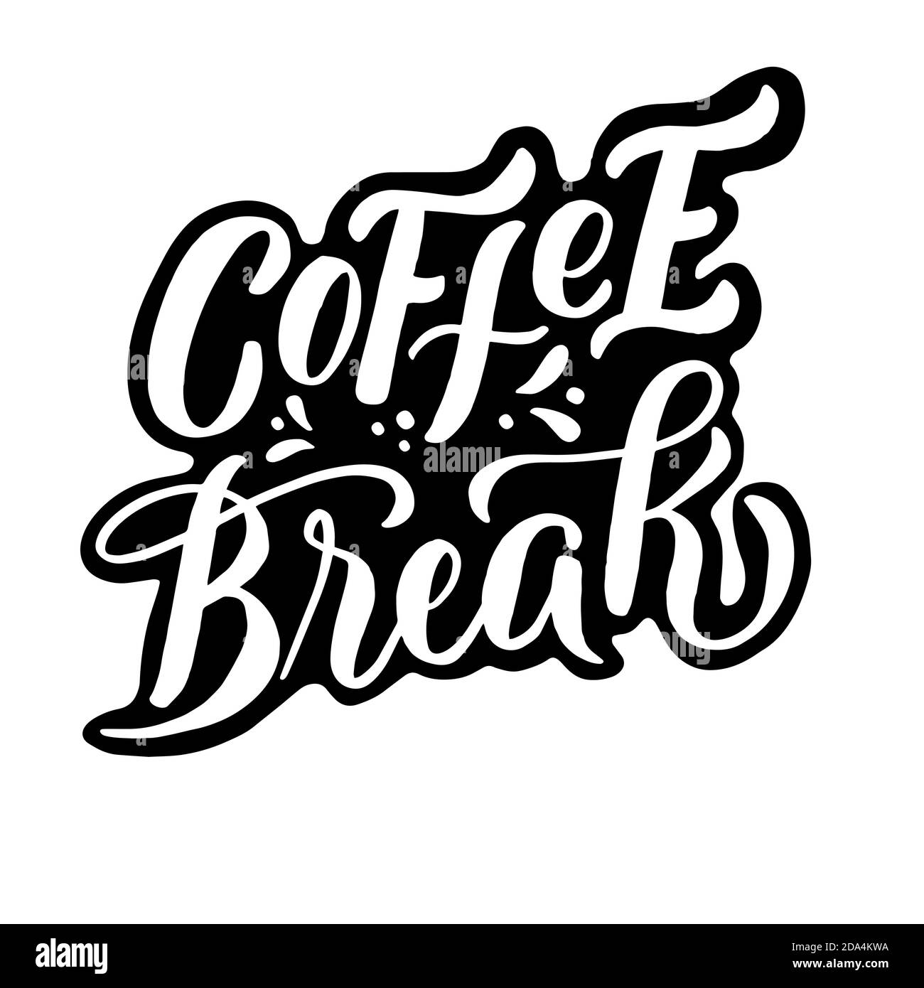Iscrizione - coffee break - lettere nere su sfondo bianco, grafica vettoriale. Per cartoline, poster, stampe di t-shirt, copertine per notebook, imballaggio Illustrazione Vettoriale