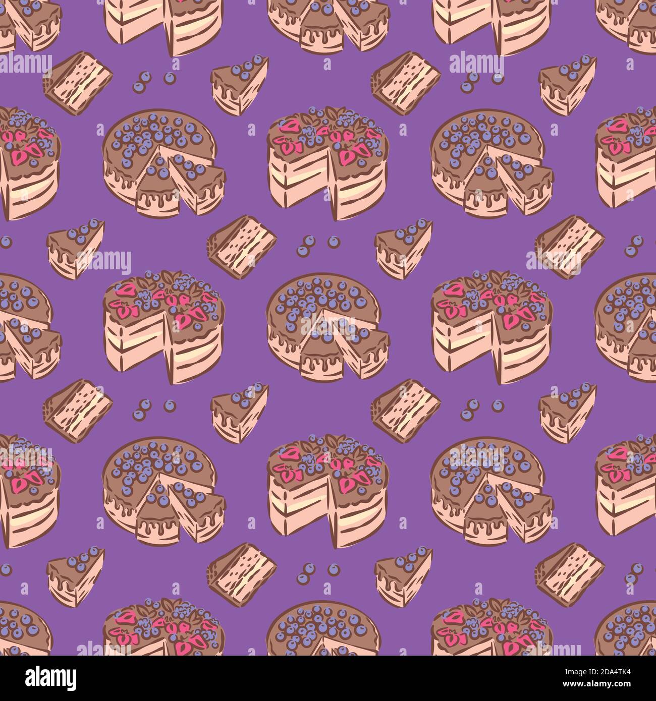 Compleanno matrimonio gustoso delizioso dolce illustrazione modello senza giunture Illustrazione Vettoriale