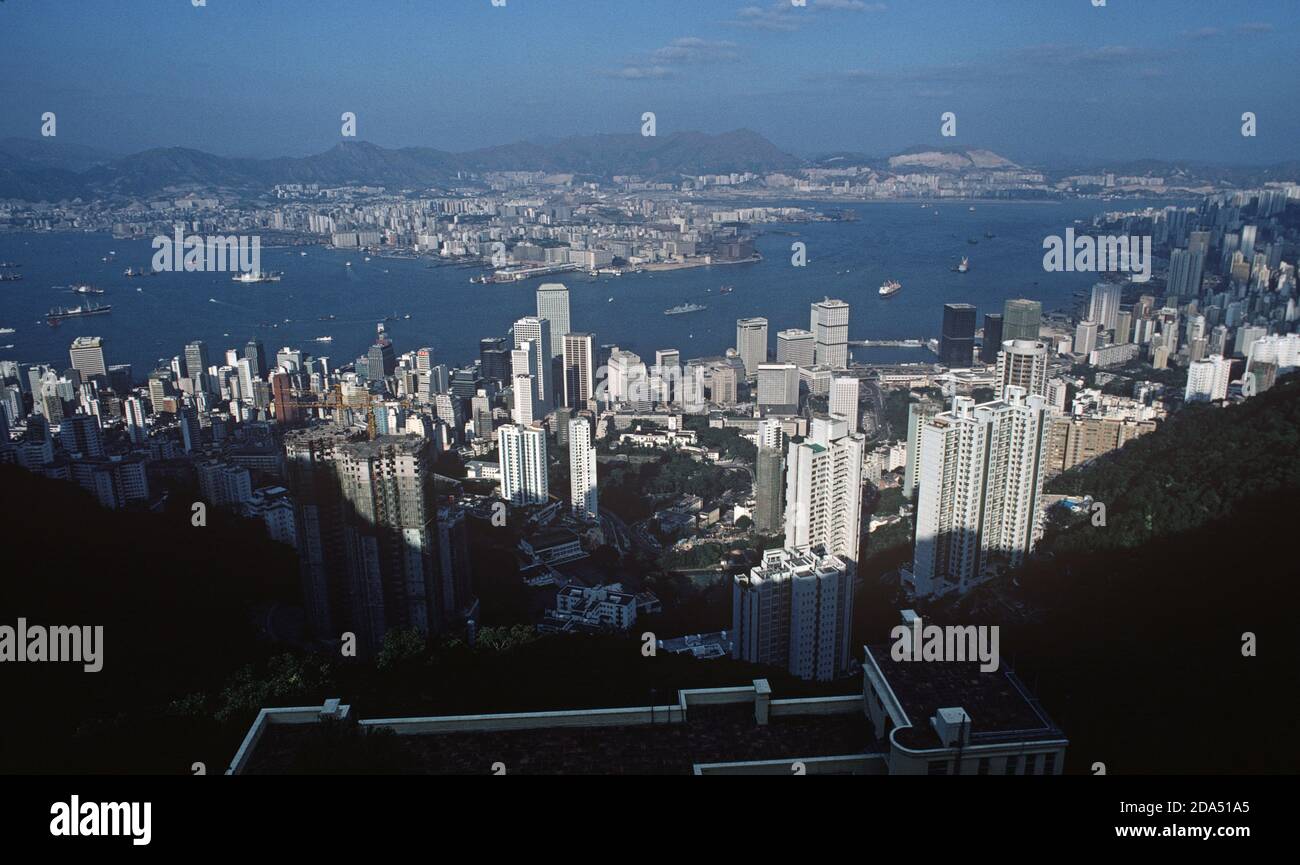 Hong Kong Skyline, anni '80 Foto Stock