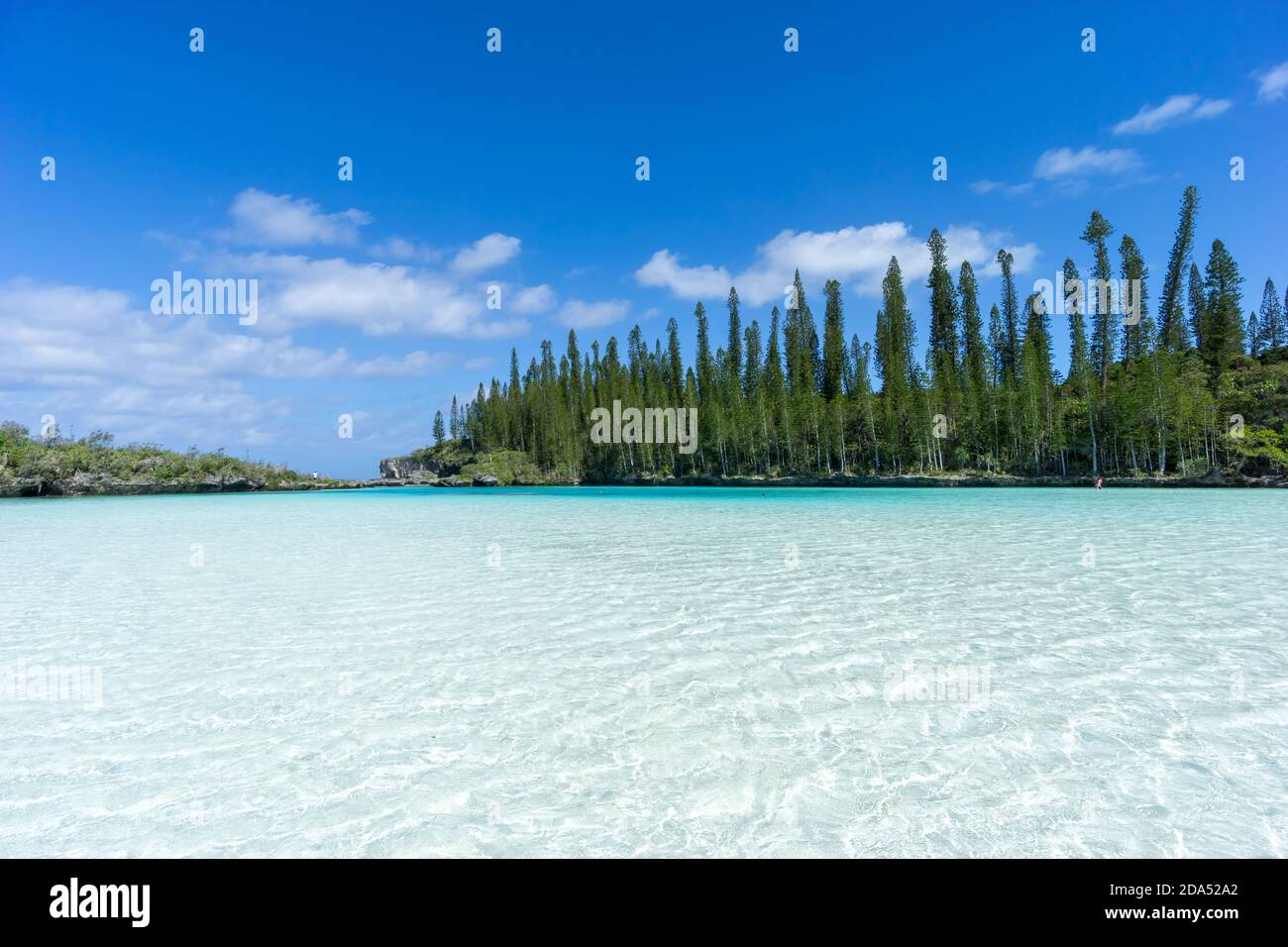 Bella stagione di piscina naturale di Oro Bay, Isola di Pines, Nuova Caledonia. Acqua trasparente acquamarina. Foto Stock