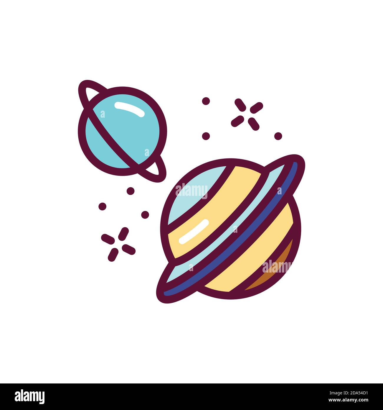 Icona della linea di colori Urano e Saturno. Pittogramma per pagina web, app mobile, promo. Illustrazione Vettoriale
