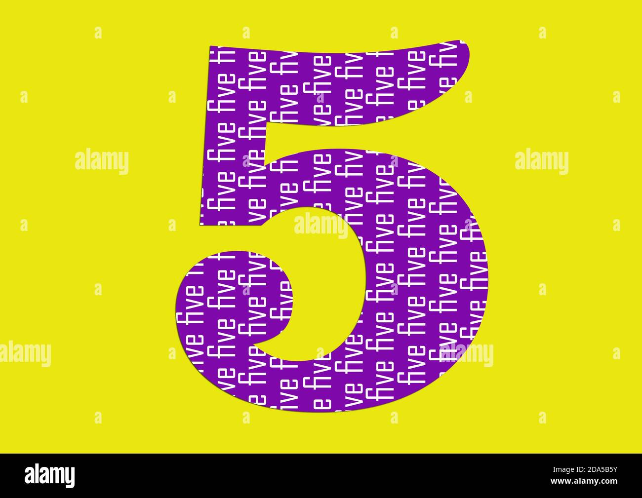 Numero in numero cinque divertente design per la decorazione Foto Stock