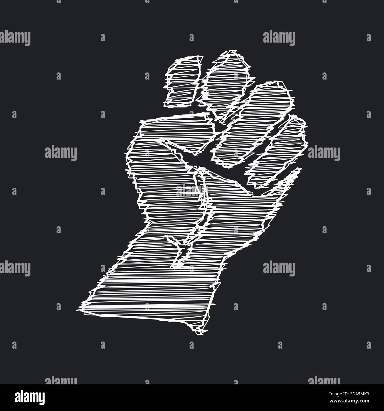 Le vite nere contano. Mano aggraffata in un pugno. Segno scritto con gesso sulla lavagna. Simbolo delle azioni di protesta. Illustrazione vettoriale. Illustrazione Vettoriale