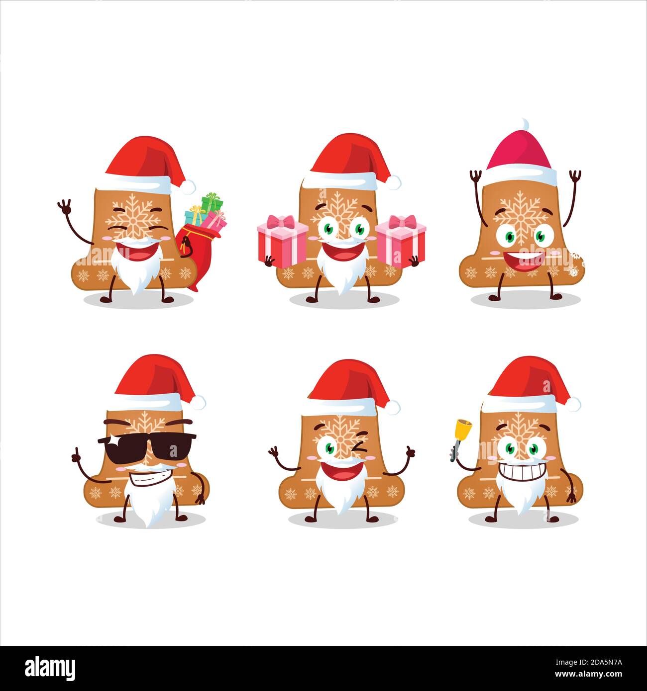 Emoticon di Babbo Natale con il personaggio dei biscotti della campana Illustrazione Vettoriale