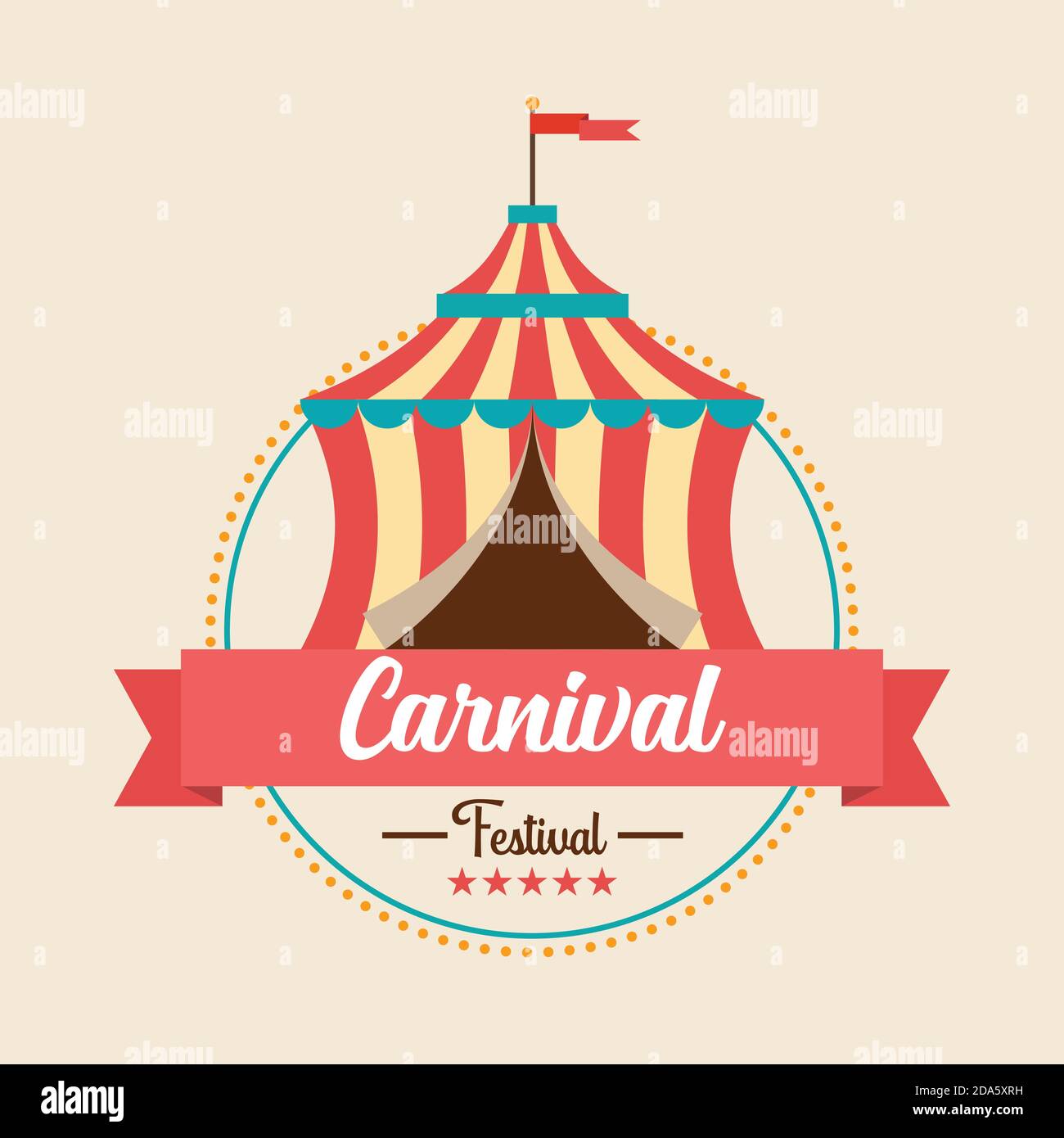 Badge con logo Carnival Festival con tenda Circus. Illustrazione vettoriale Illustrazione Vettoriale