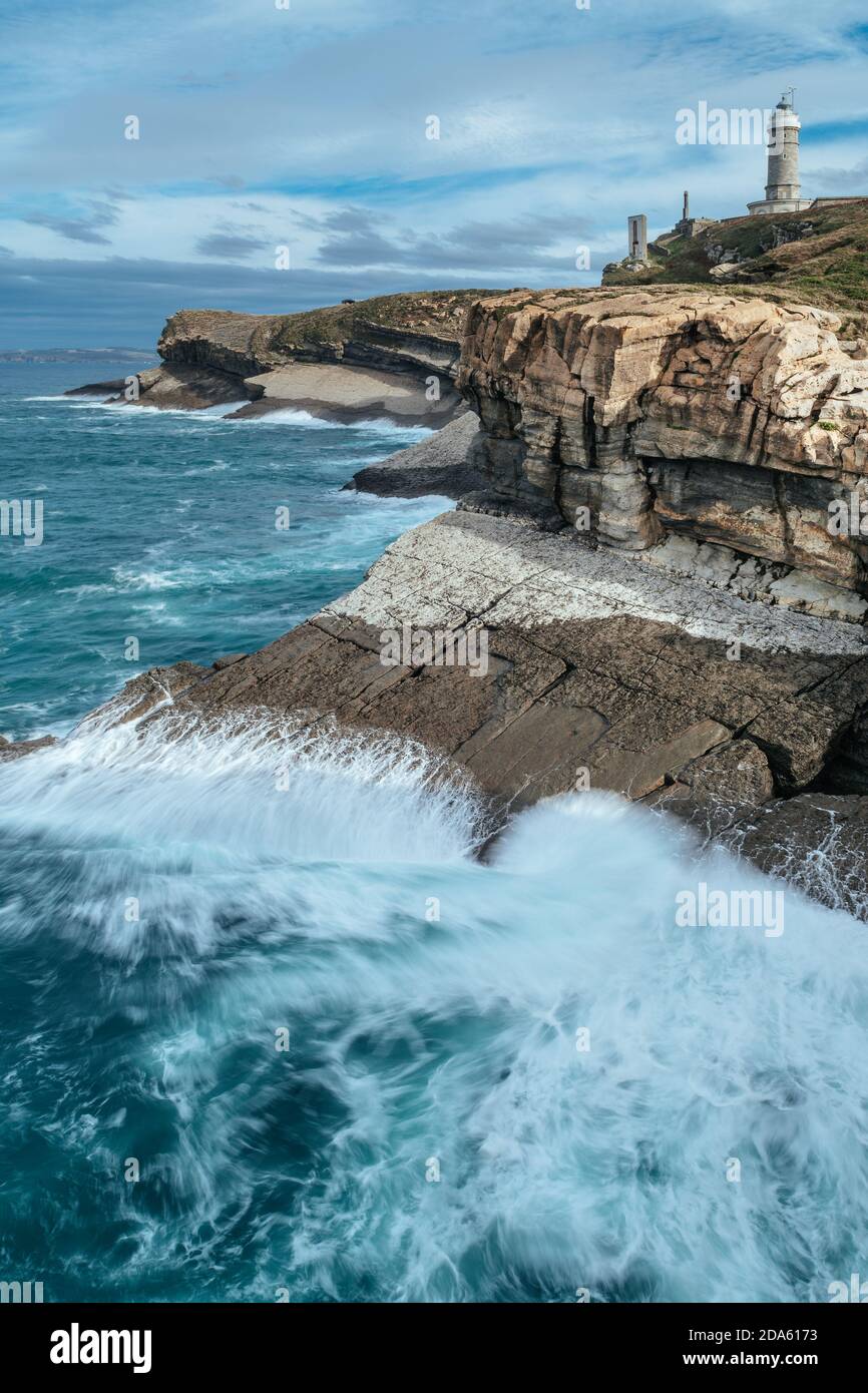 Faro di Cabo Mayor, Santander, Spagna Foto Stock