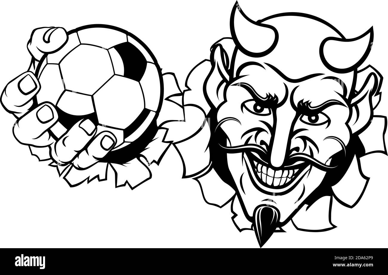 Devil Calcio palla Calcio Mascot Sport Cartoon Illustrazione Vettoriale