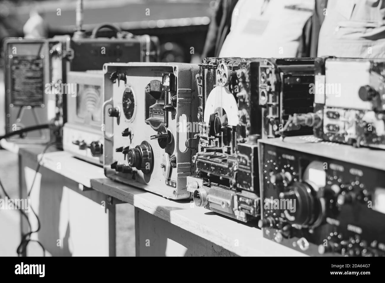 Russia, Siberia, Novokuznetsk - 9 maggio 2019: Vecchie apparecchiature radio alla mostra Foto Stock