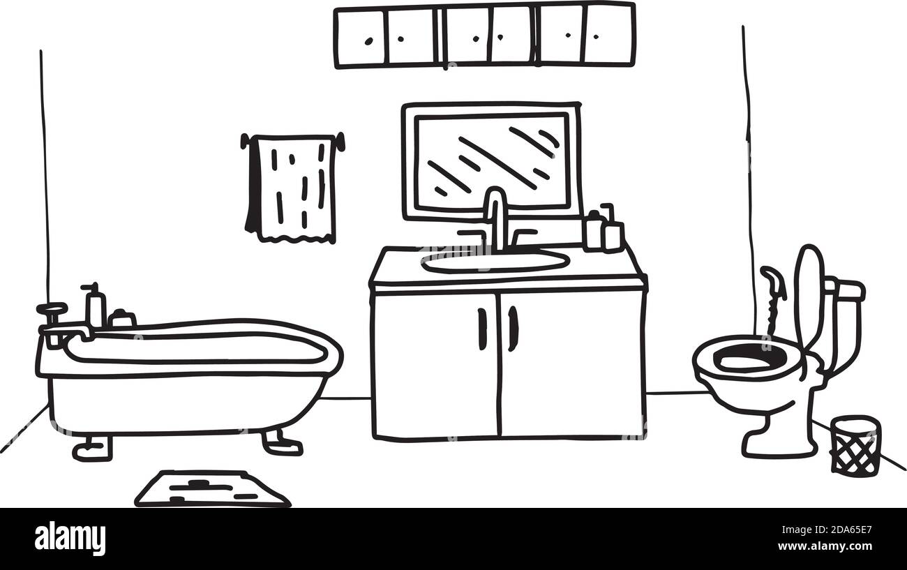 illustrazione vettoriale doodles toletta disegnata a mano con oggetto relativo Illustrazione Vettoriale