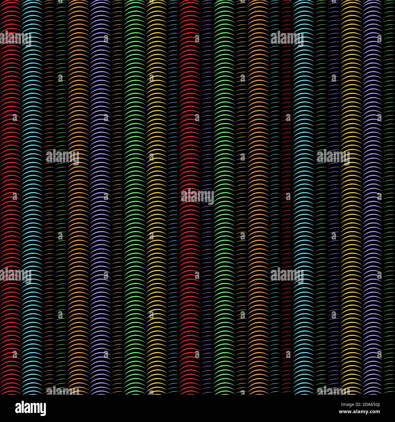 Tubi a strisce a spirale verticali multicolore, disegno astratto senza giunture, ornamento geometrico, illusione ottica rainbow grunge. Colorato e luminoso Illustrazione Vettoriale