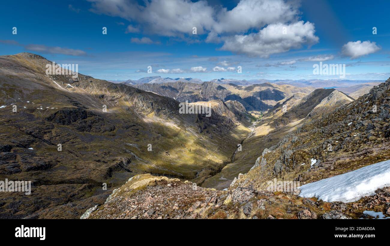 La maestosa catena montuosa Glencoe della Scozia Foto Stock