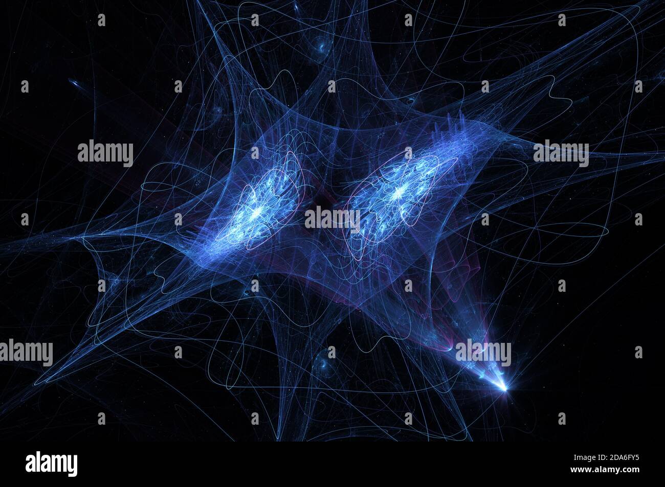 Simmetria quantistica blu brillante, sfondo astratto generato dal computer, rendering 3D Foto Stock