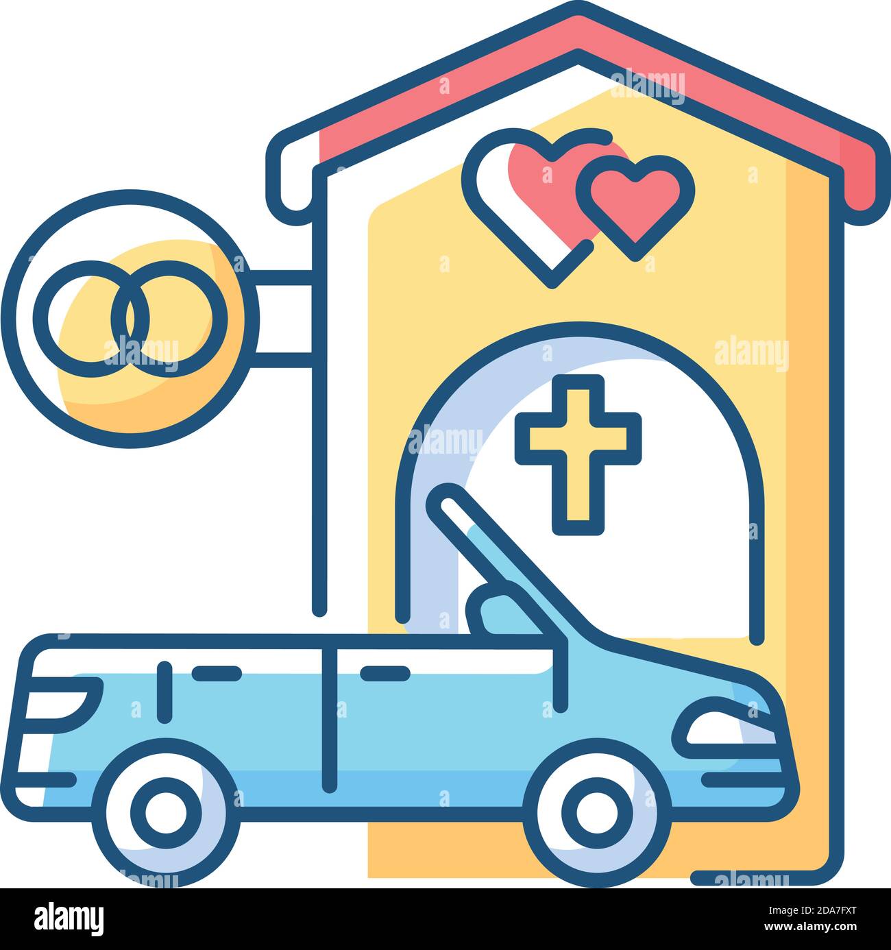 Guida attraverso l'icona di colore RGB della cappella matrimoniale Illustrazione Vettoriale