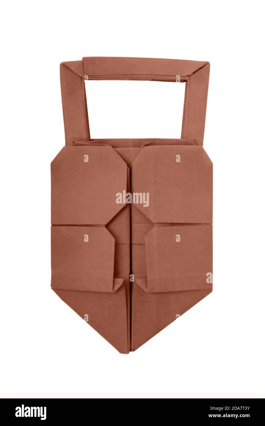 Lucchetto di carta Origami isolato su un bianco Foto Stock