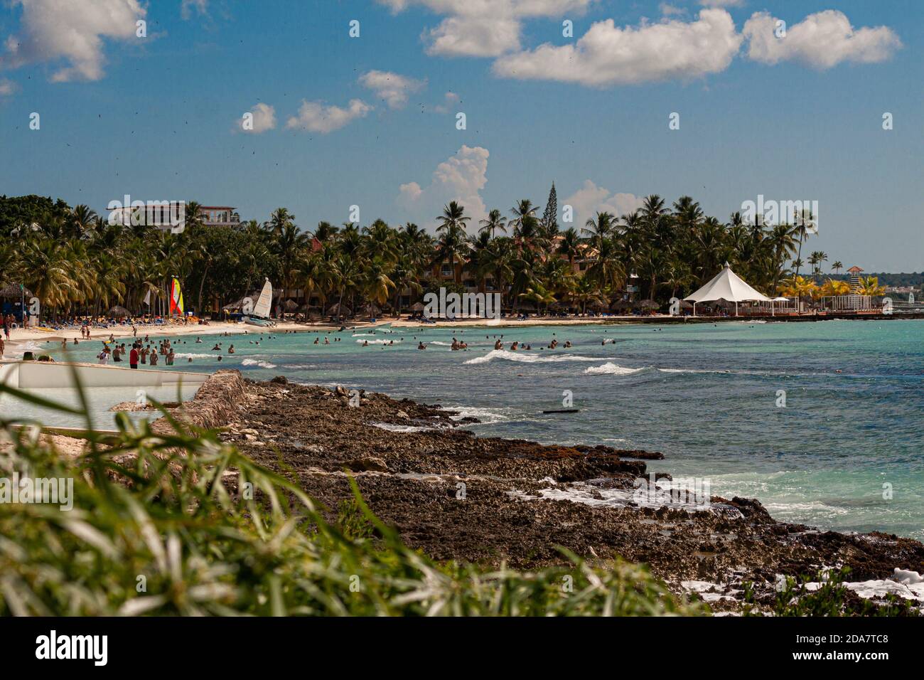 Vista sulla costa del Dominicus nella Repubblica Dominicana Foto Stock