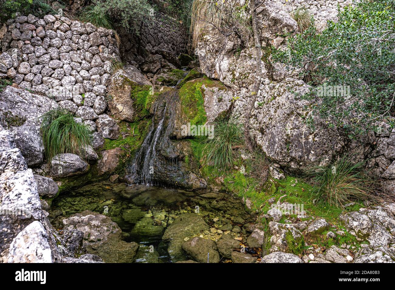 Foto del burrone di Biniaraix, nella città di Sóller, uno dei percorsi escursionistici più belli e spettacolari di Maiorca, nelle Isole Baleari. Foto Stock