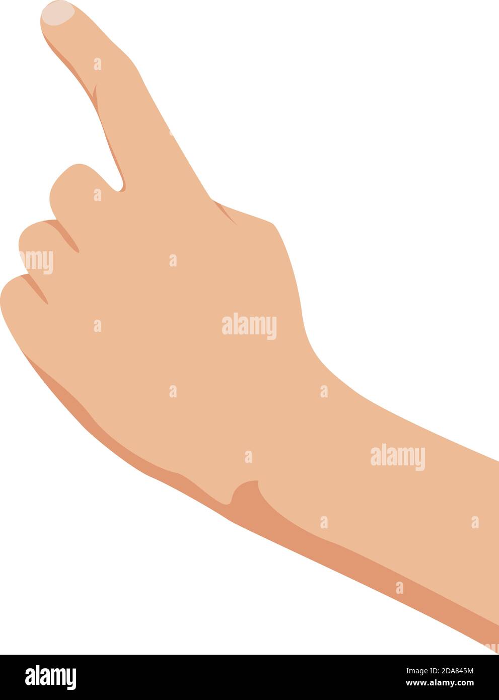 Mano di puntamento. Tocco manuale. Isolato su bianco. Stile piatto. Facile da modificare. Sfondo bianco. Illustrazione vettoriale Illustrazione Vettoriale