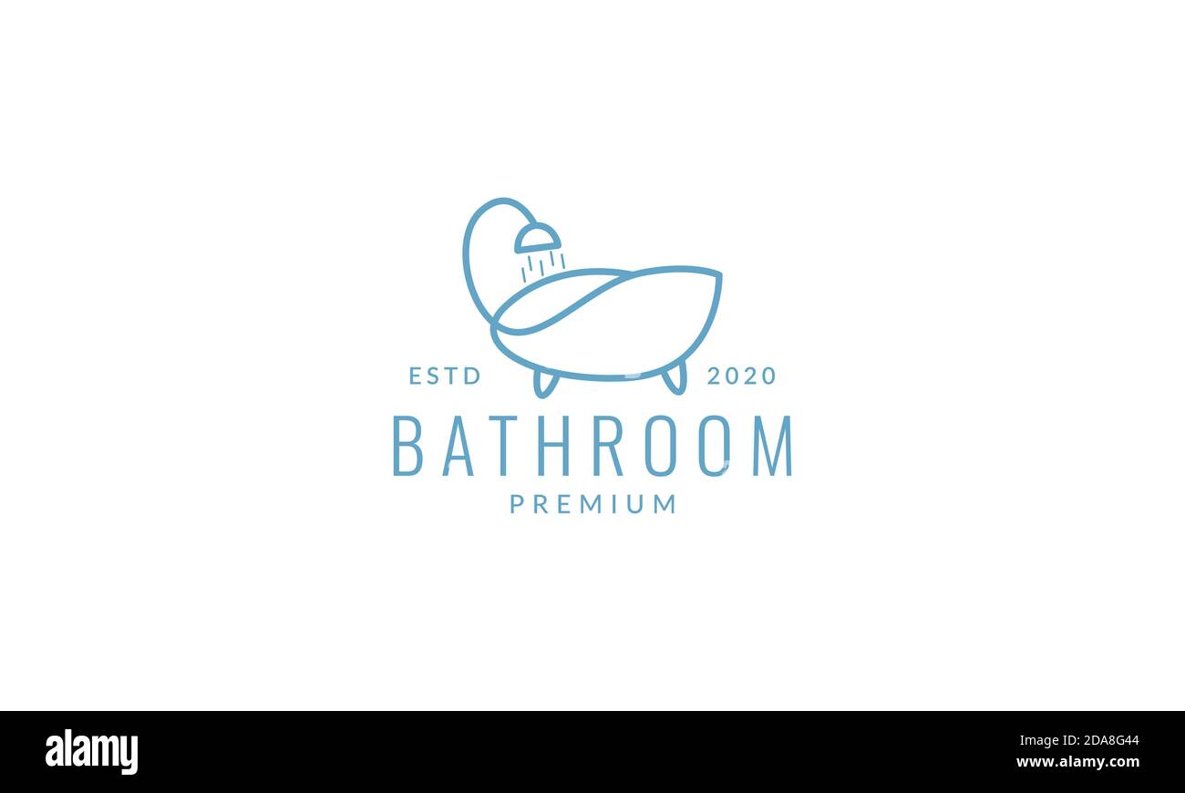 linea minimalista bagno moderno logo vettoriale icona disegno Illustrazione Vettoriale