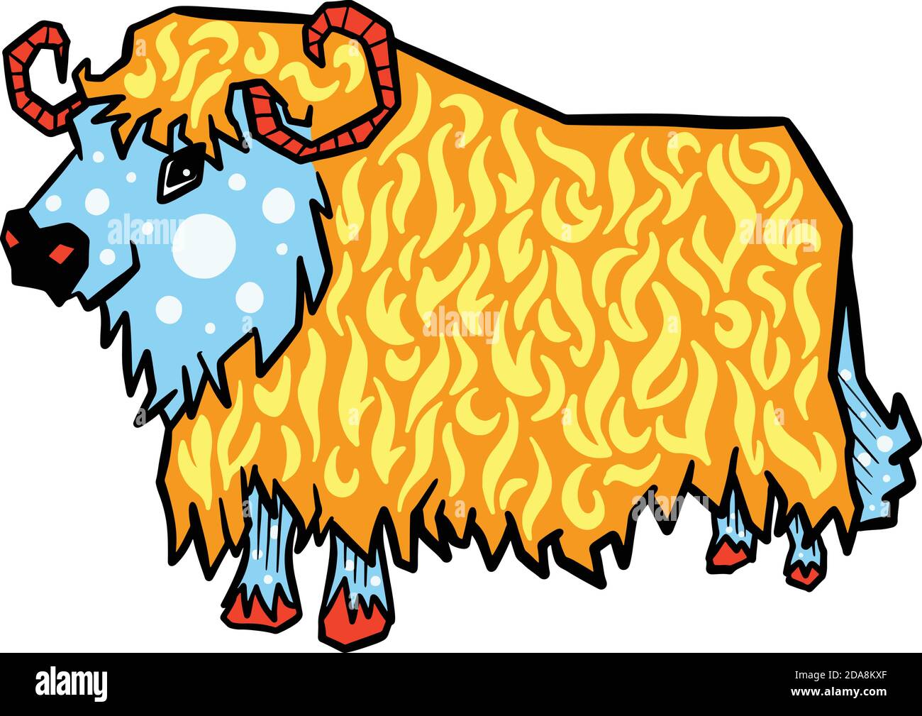 Retro Highland Cow Bull Cartoon Illustrazione Illustrazione Vettoriale