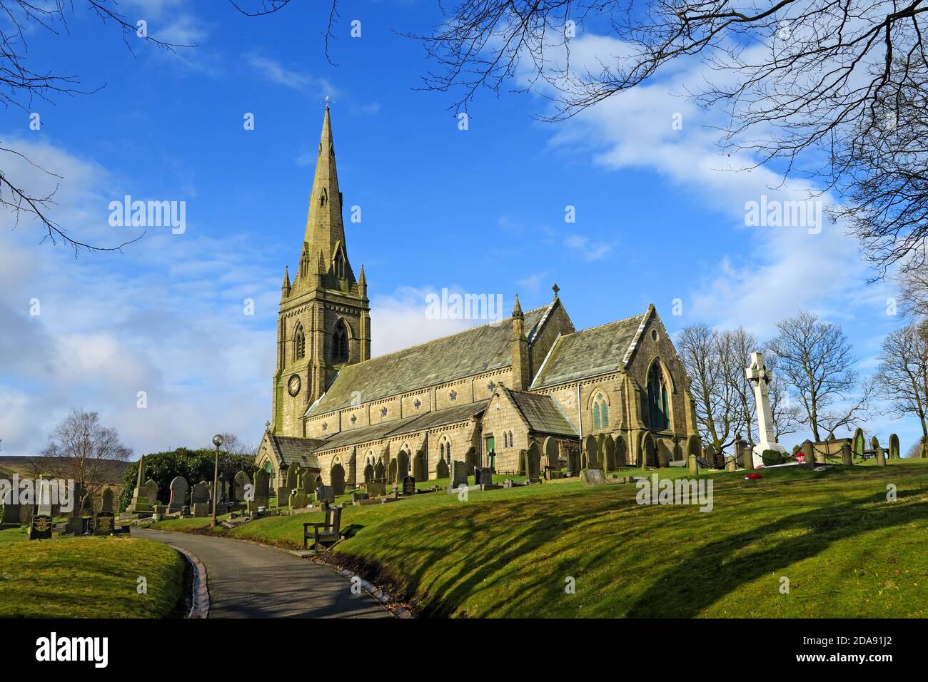 St Peters Church Belmont, West Pennine Moors, Bolton, Inghilterra, Regno Unito, BL7 Foto Stock