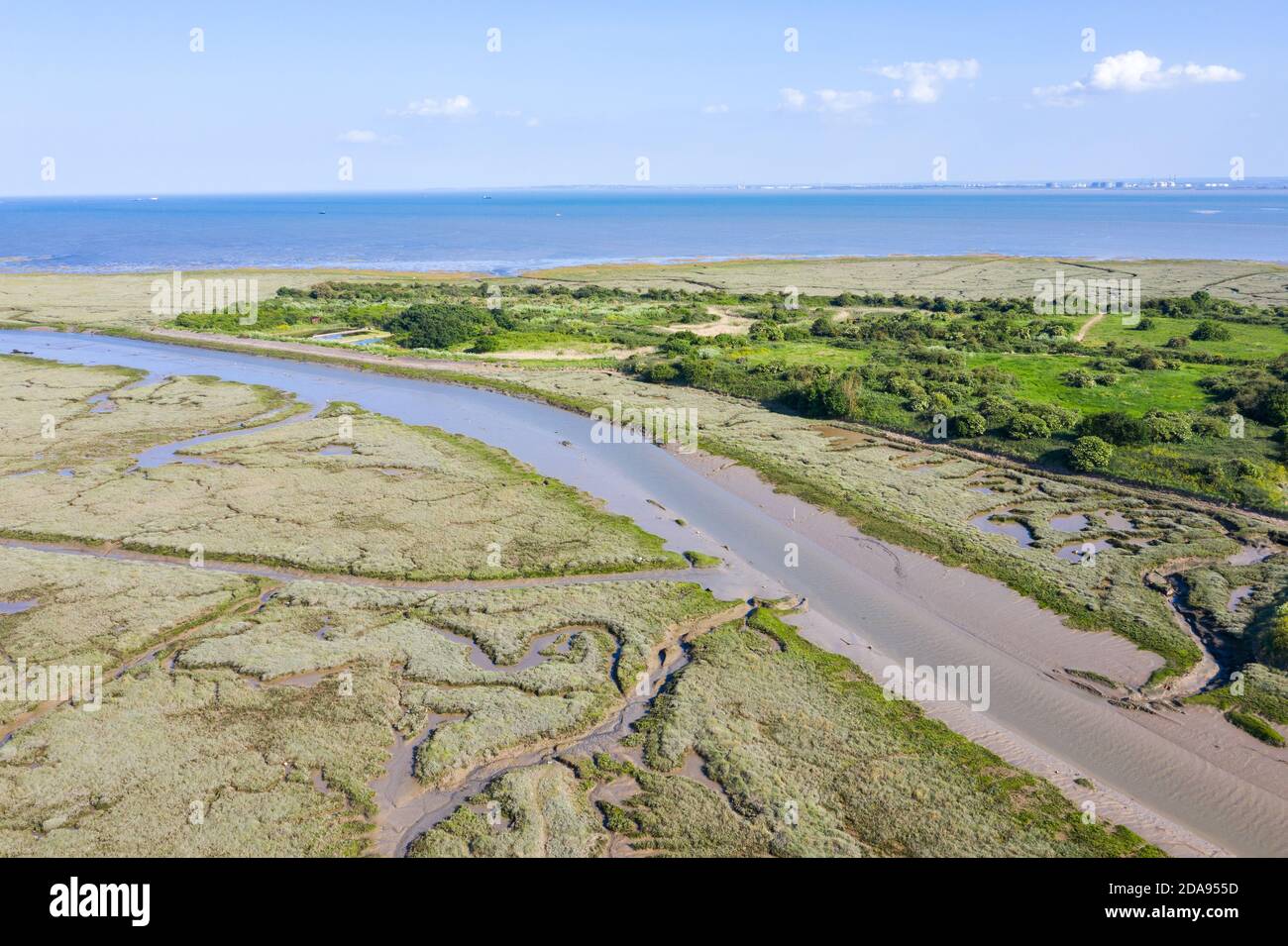 Leigh on Sea National Nature Reserve vista aerea delle paludi In Essex Foto Stock
