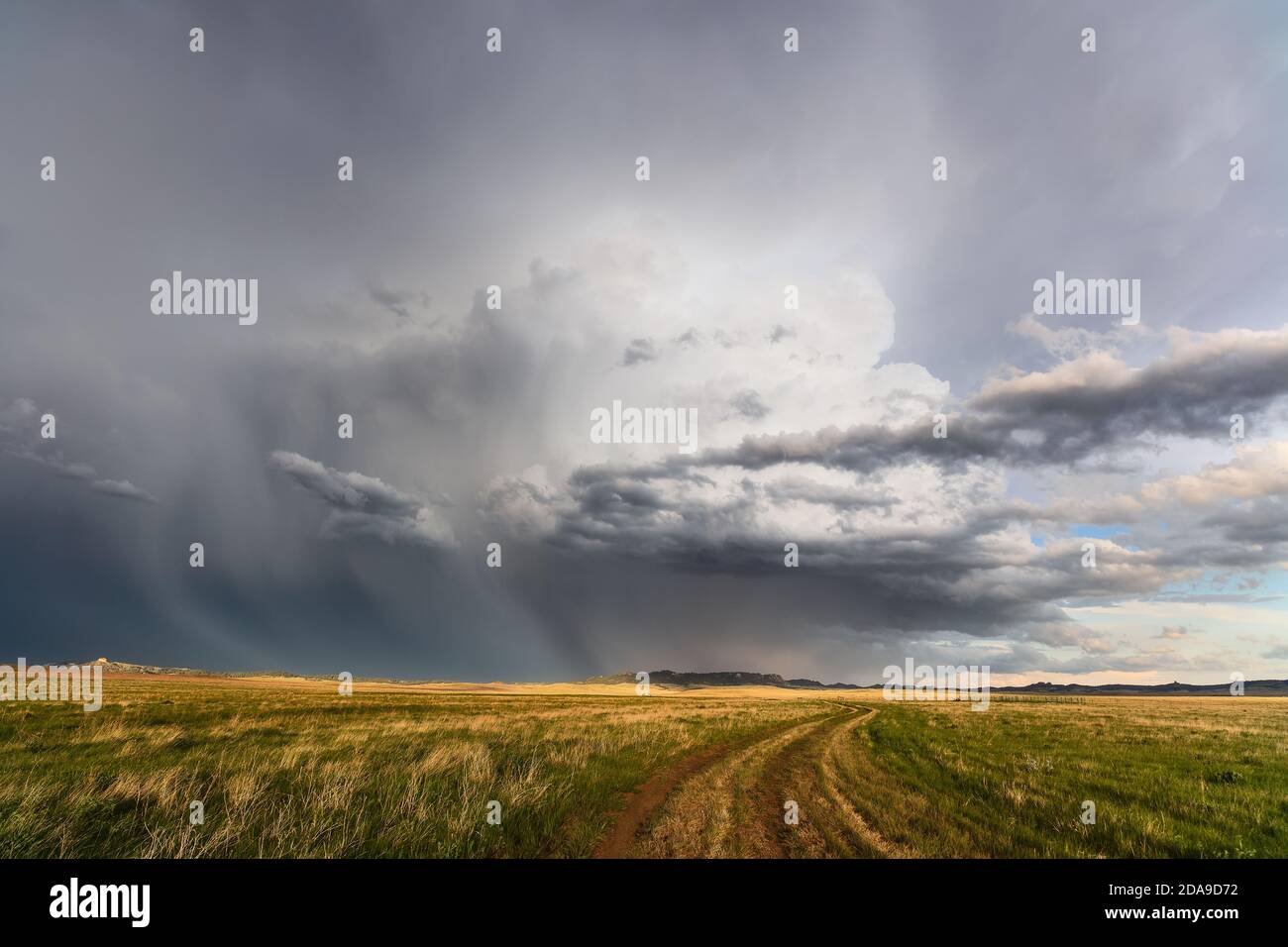Paesaggio panoramico del Montana con spettacolari nuvole di temporale vicino a Ekalaka Foto Stock
