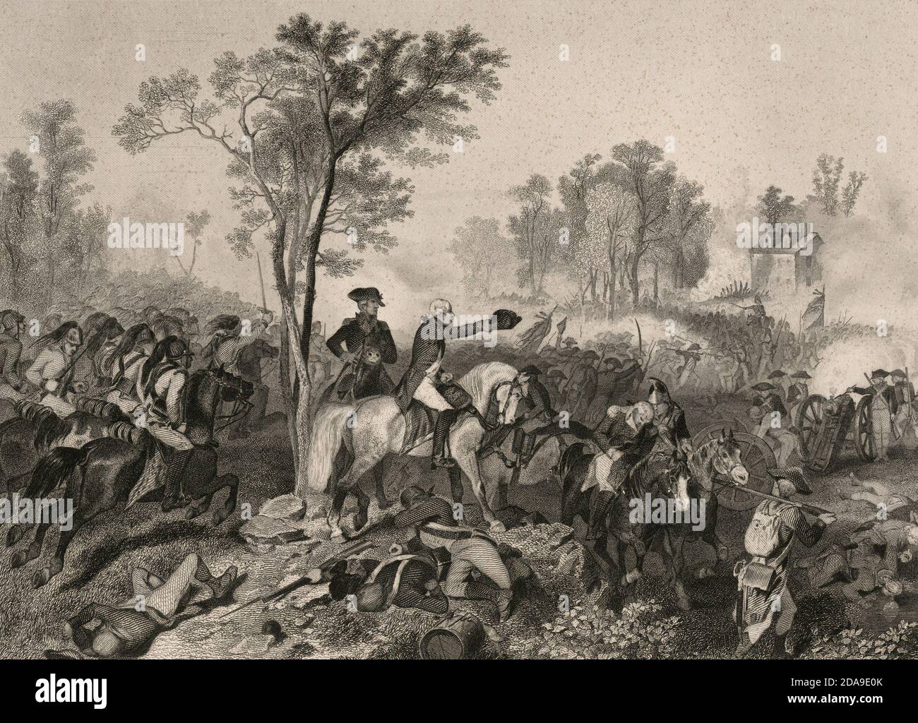 Battaglia di Eutaw Springs, 8 settembre 1781, durante la guerra rivoluzionaria americana Foto Stock