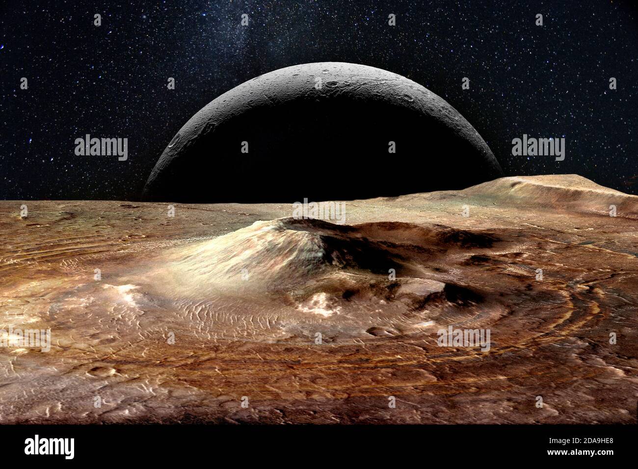 Marte e enorme luna aumento. Elementi di questa immagine forniti dalla NASA. Foto Stock