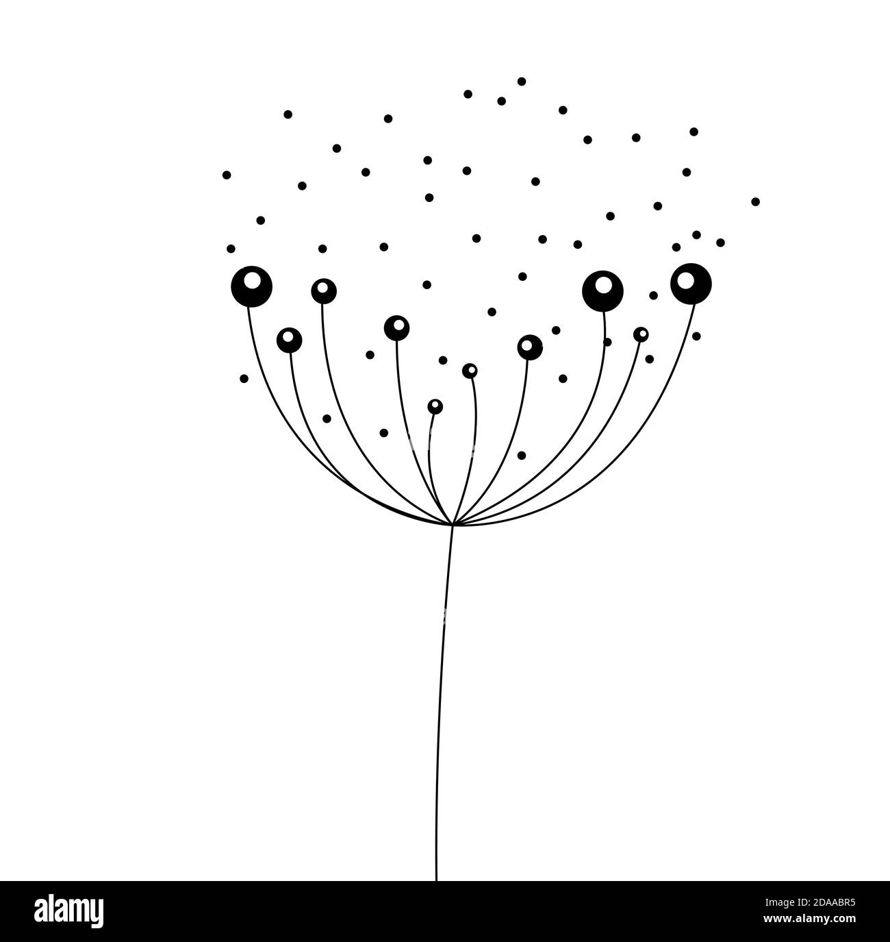 Dente di leone astratto su sfondo bianco. Illustrazione. Foto Stock