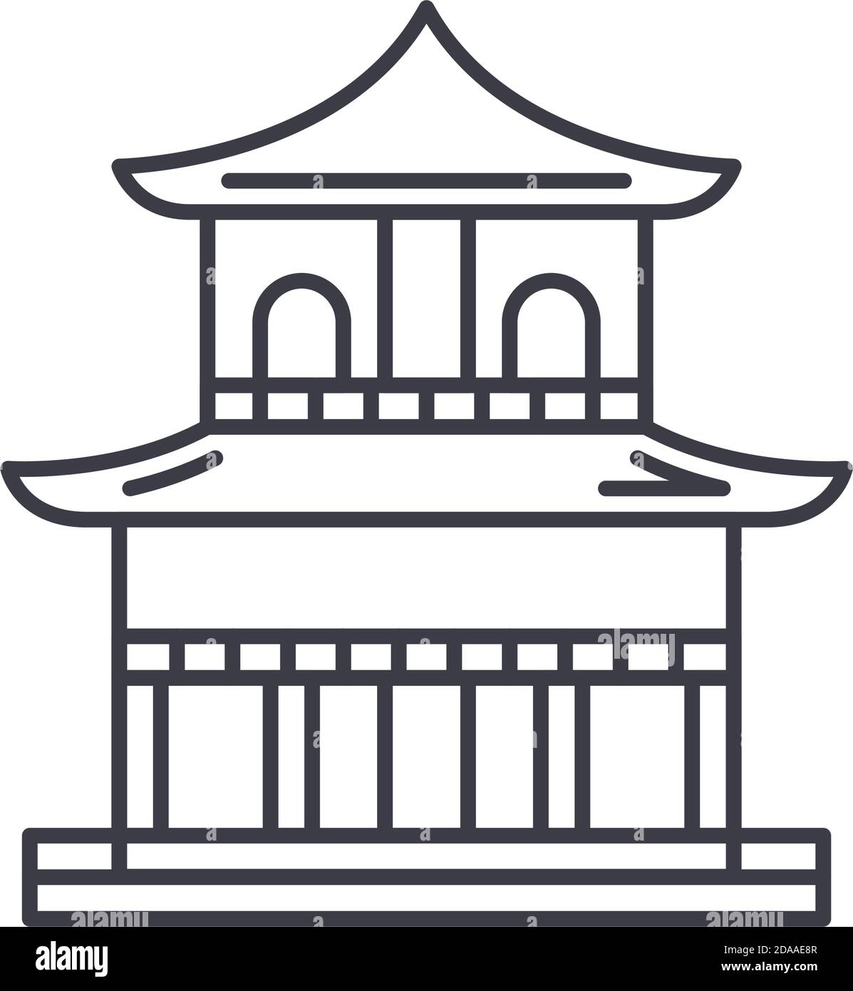 Icona del tempio asiatico, illustrazione lineare isolata, vettore di linea sottile, segno di disegno web, simbolo del concetto di contorno con tratto modificabile su sfondo bianco. Illustrazione Vettoriale Icona del tempio asiatico, illustrazione lineare isolata, vettore di linea sottile, segno di disegno web, simbolo del concetto di contorno con tratto modificabile su sfondo bianco. Illustrazione Vettoriale