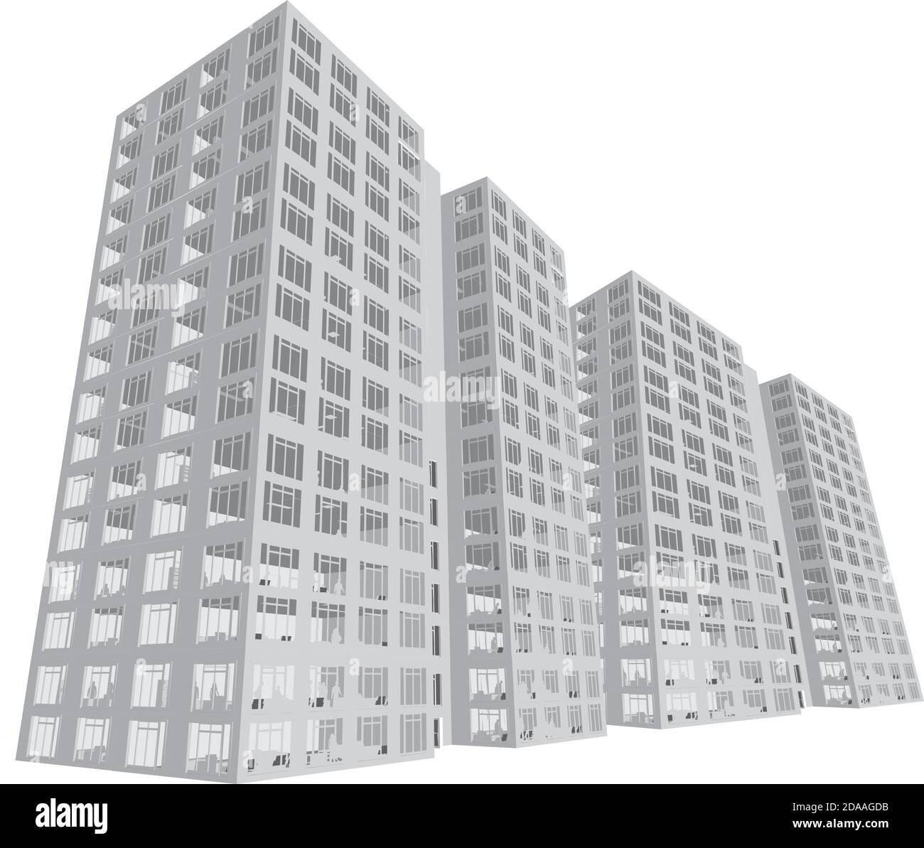 ufficio edifici della città moderna, urbano, paesaggio, edifici città intelligenti tecnologia di comunicazione illustrazione vettoriale Illustrazione Vettoriale