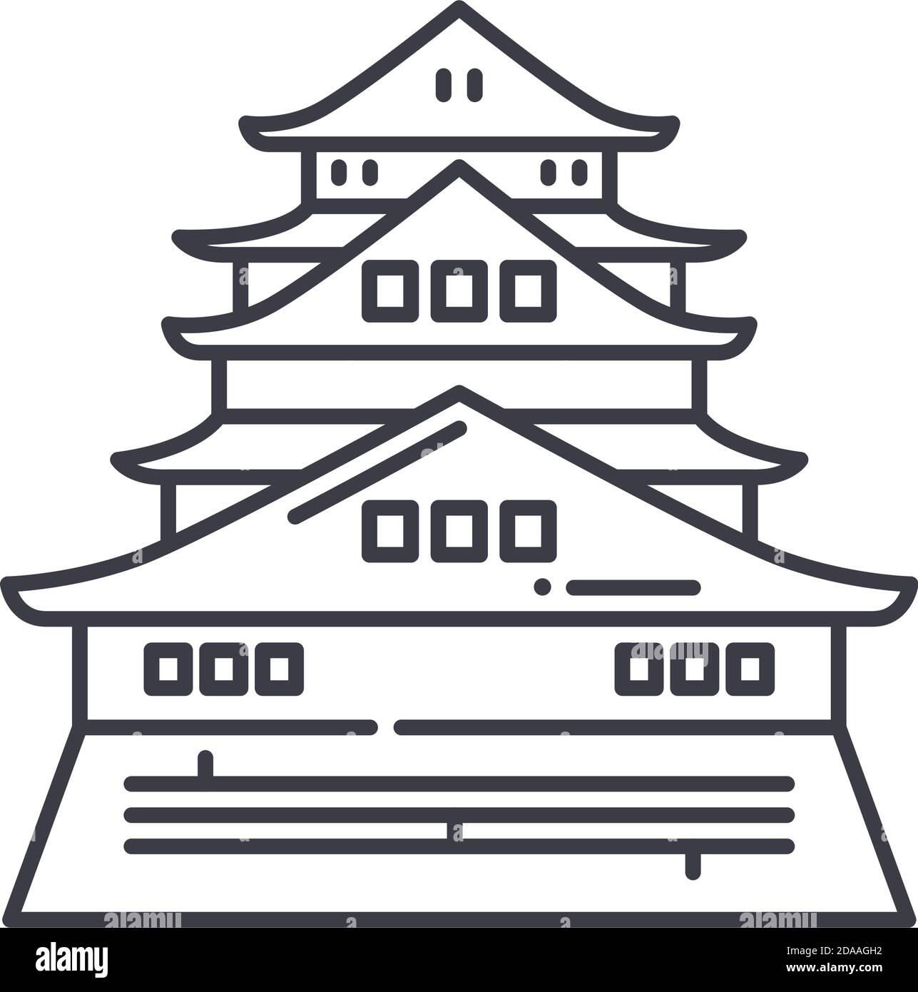 Icona del grande tempio asiatico, illustrazione isolata lineare, vettore di linea sottile, segno di disegno web, simbolo del concetto di contorno con tratto modificabile su bianco Illustrazione Vettoriale Icona del grande tempio asiatico, illustrazione isolata lineare, vettore di linea sottile, segno di disegno web, simbolo del concetto di contorno con tratto modificabile su bianco Illustrazione Vettoriale