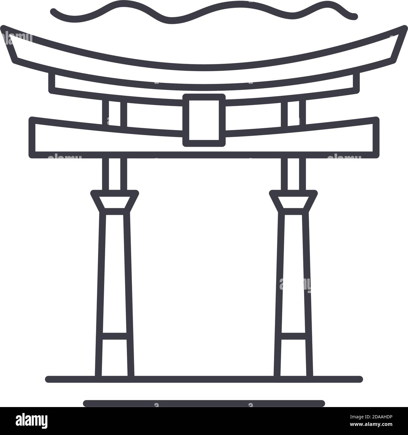 Icona del cancello del castello asiatico, illustrazione isolata lineare, vettore di linea sottile, segno di disegno di fotoricettore, simbolo di concetto di contorno con tratto modificabile su bianco Illustrazione Vettoriale Icona del cancello del castello asiatico, illustrazione isolata lineare, vettore di linea sottile, segno di disegno di fotoricettore, simbolo di concetto di contorno con tratto modificabile su bianco Illustrazione Vettoriale