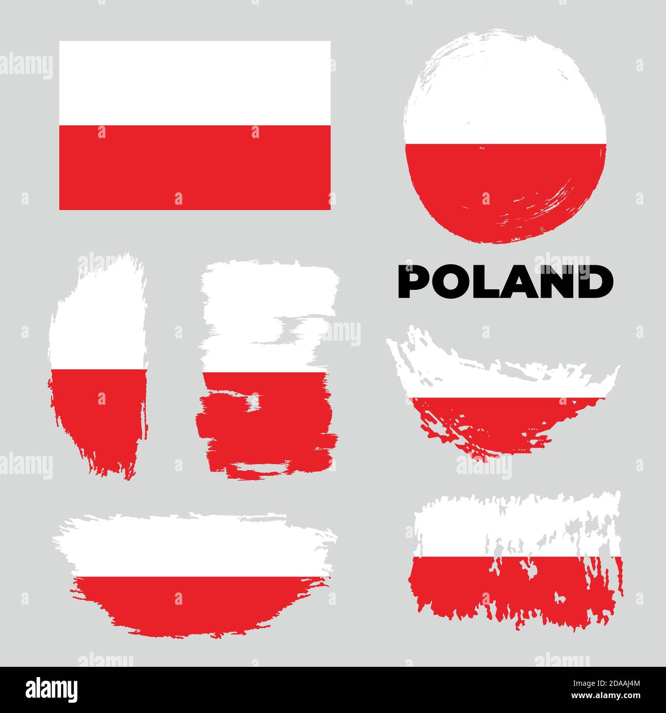 Grunge Polonia bandiere set. Illustrazione di stock vettoriale Illustrazione Vettoriale