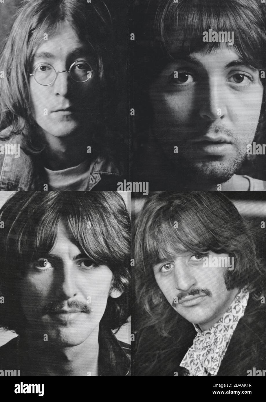 Collage dei quattro Beatles Foto Stock