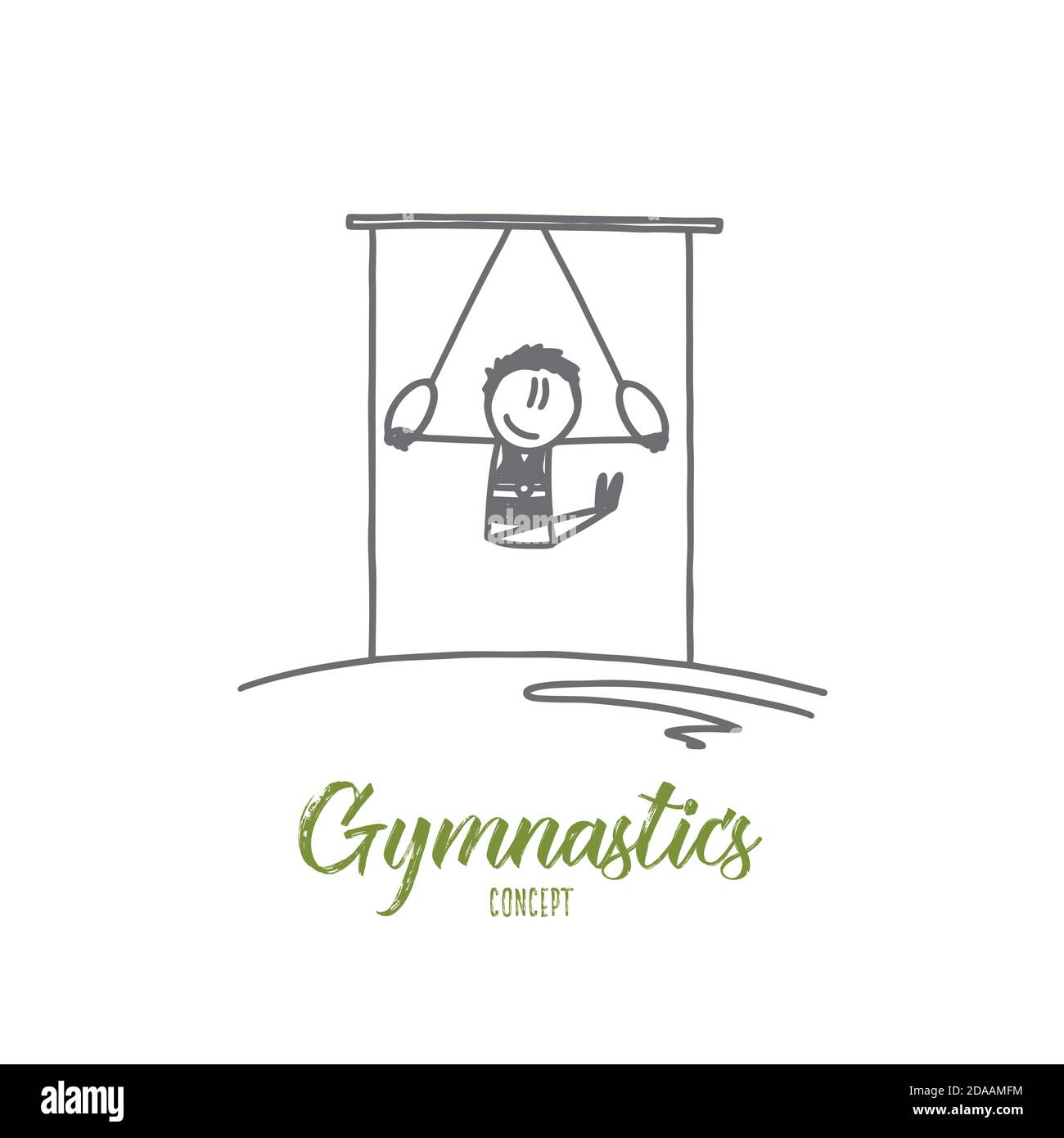 Concetto di ginnastica. Vettore isolato disegnato a mano Illustrazione Vettoriale