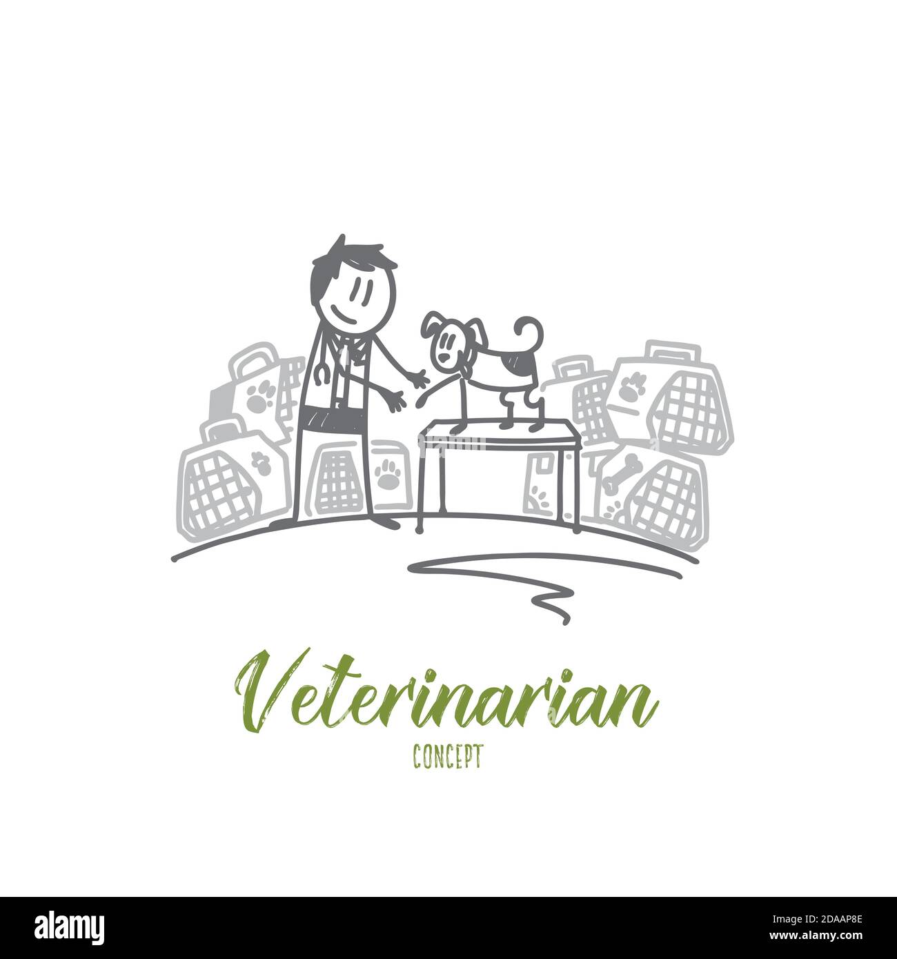 Concetto veterinario. Vettore isolato disegnato a mano Illustrazione Vettoriale