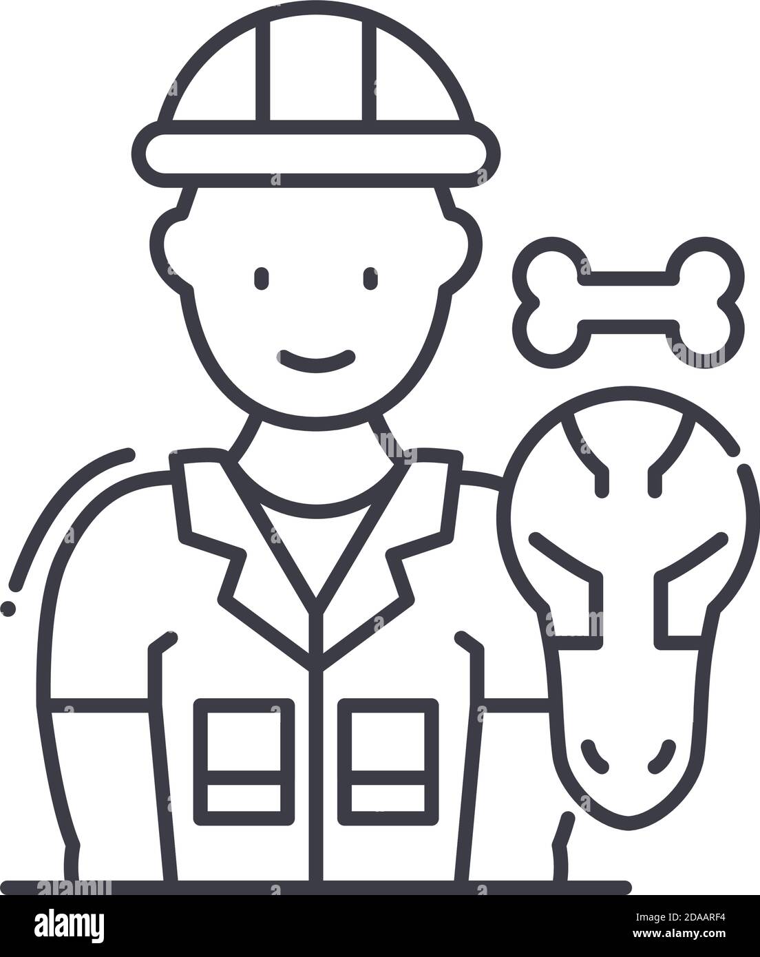 Icona archeologa, illustrazione lineare isolata, vettore di linea sottile, segno di disegno di fotoricettore, simbolo di concetto di contorno con tratto modificabile su sfondo bianco. Illustrazione Vettoriale